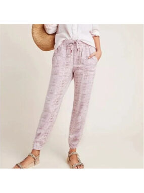 Anthropologie Pink Orana Snake Print Joggers size Large